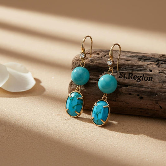 gold tone floral drop earrings St.Region