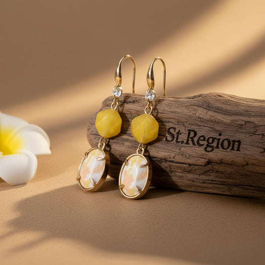 gold tone floral drop earrings St.Region