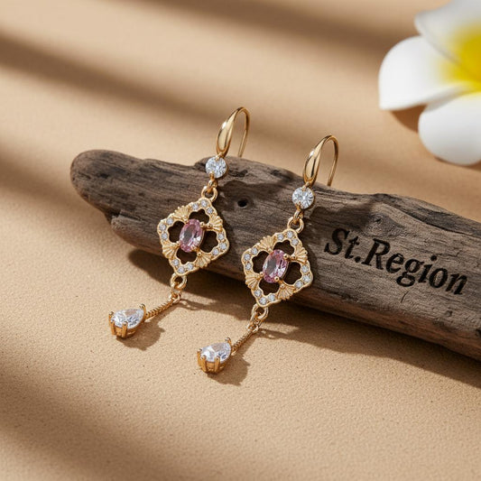 pink acrylic drop earrings for women St.Region