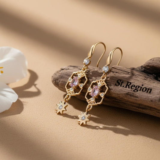 pink acrylic drop earrings for women St.Region