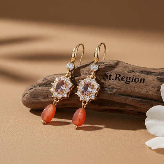 pink acrylic drop earrings for women St.Region