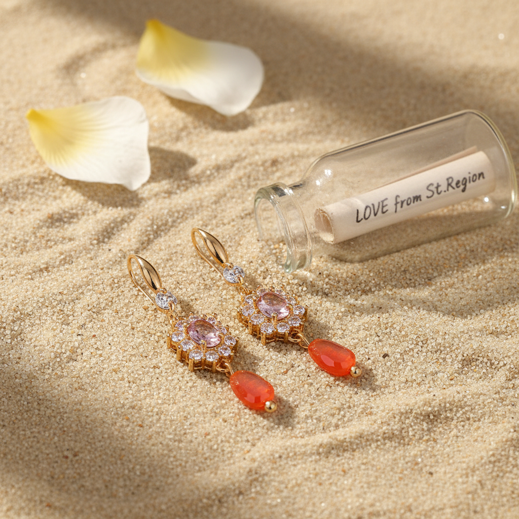 Pink Crystal & Resin Cubic Zirconia Goldtone Oval Flower Drop Earrings - Street Region
