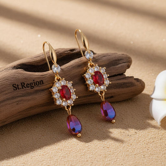 pink acrylic drop earrings for women St.Region