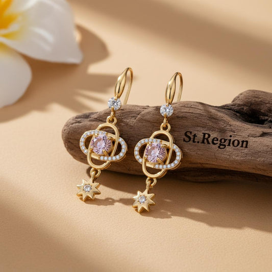 pink acrylic drop earrings for women St.Region