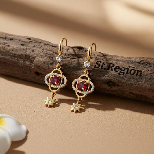 gold tone floral drop earrings St.Region