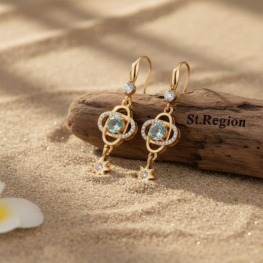 gold tone floral drop earrings St.Region