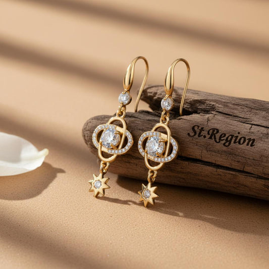 gold tone floral drop earrings St.Region