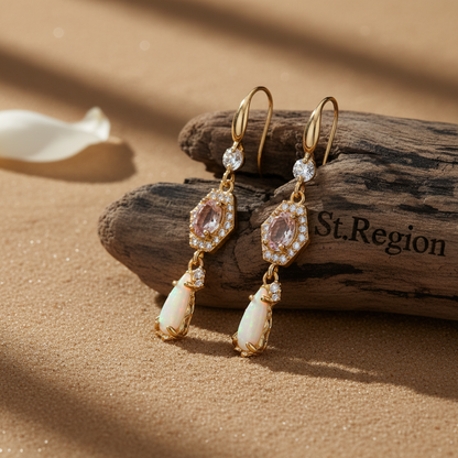 Pink Crystal & Jade Cubic Zirconia Goldtone Hexagon Drop Earrings - Street Region