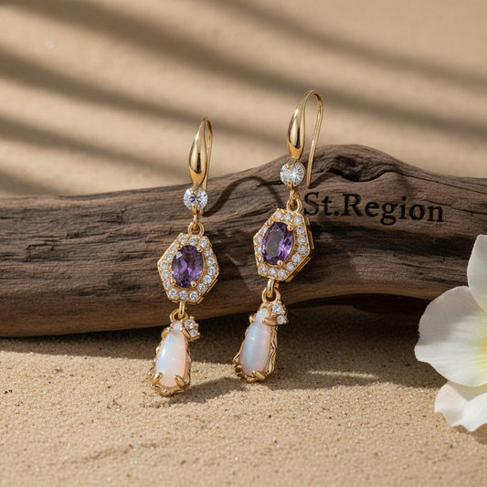 pink acrylic drop earrings for women St.Region