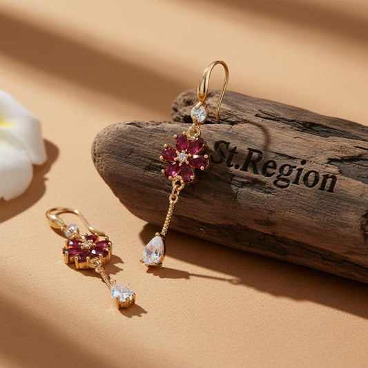 pink acrylic drop earrings for women St.Region