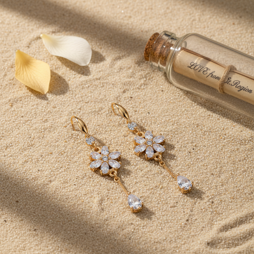 White Crystal & Cubic Zirconia Goldtone Flower Drop Hook Earrings - Street Region