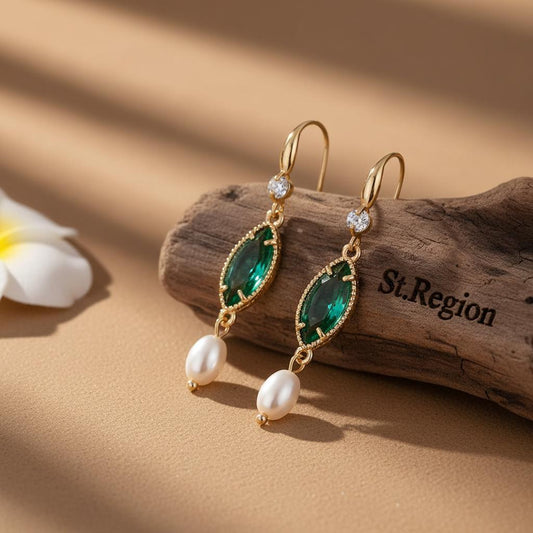 gold tone floral drop earrings St.Region
