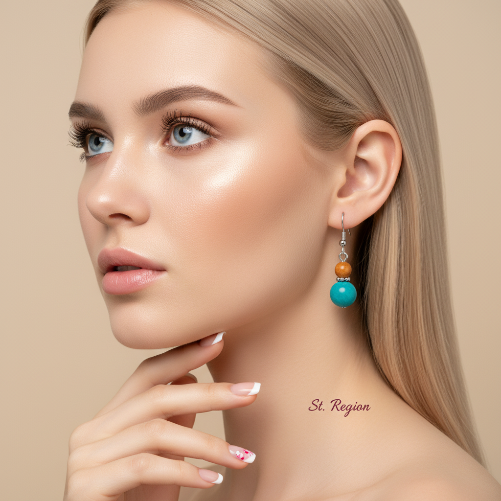 Orange & Blue Jade Silvertone ‌Gourd‌-Shape Hook Earrings - Street Region