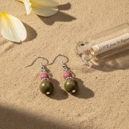 Olive Jade and Silvertone ‌Gourd-Shape Hook Earrings, silver drop earrings for women, botanical inspired, lifestyle look