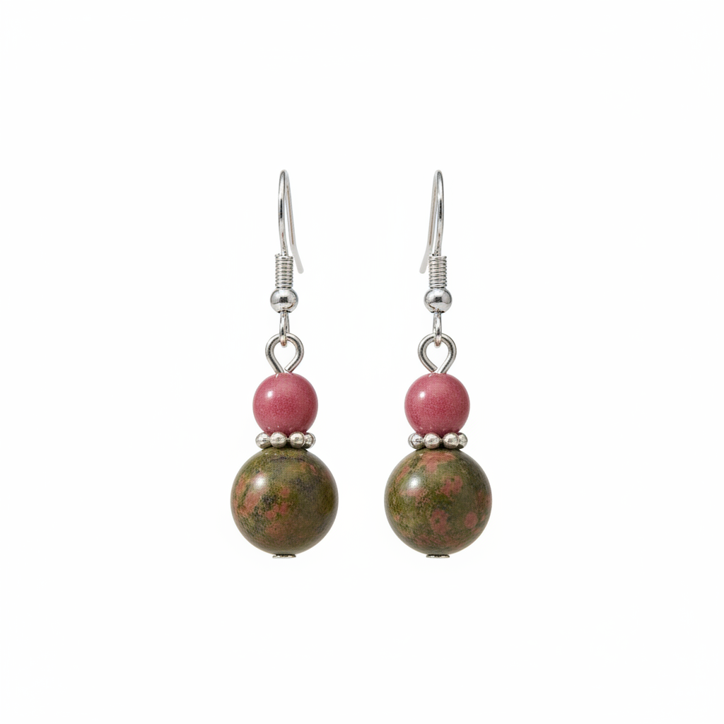Olive Jade & Silvertone ‌Gourd‌-Shape Hook Earrings - Street Region