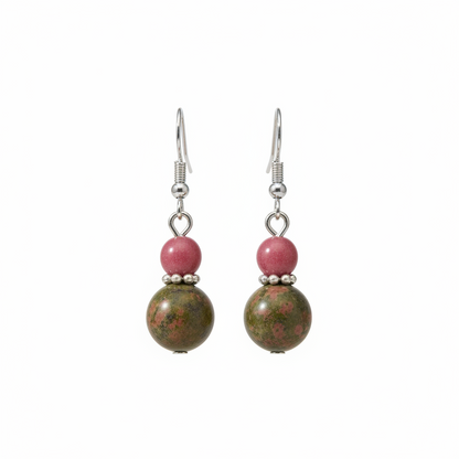 Olive Jade & Silvertone ‌Gourd‌-Shape Hook Earrings - Street Region