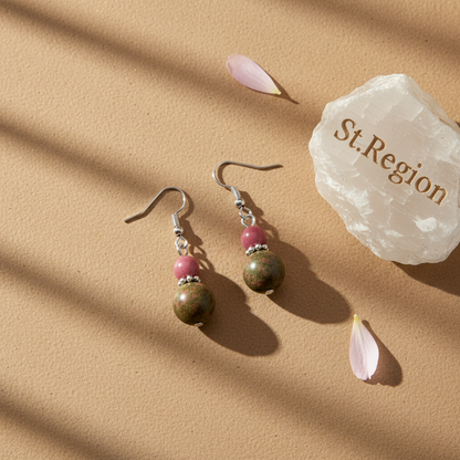 Olive Jade & Silvertone ‌Gourd‌-Shape Hook Earrings - Street Region