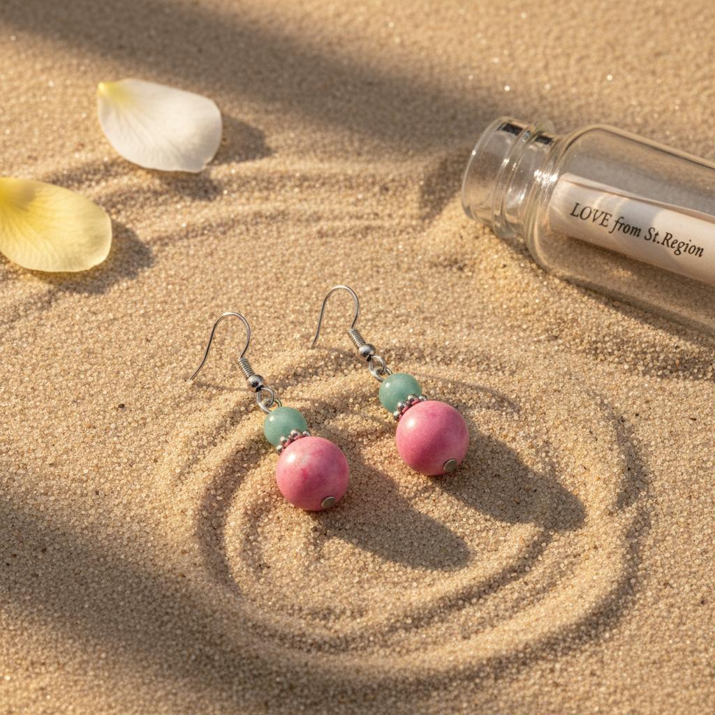 Pink Jade and Silvertone ‌Gourd-Shape Hook Earrings, silver drop earrings for women, dainty minimalist design, lifestyle look