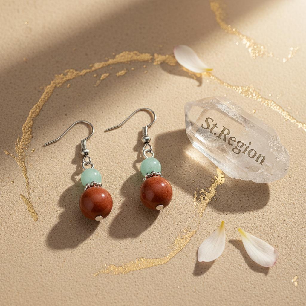 Pink and Brown Jade Silvertone ‌Gourd-Shape Hook Earrings, gold drop earrings for women, detail close-up