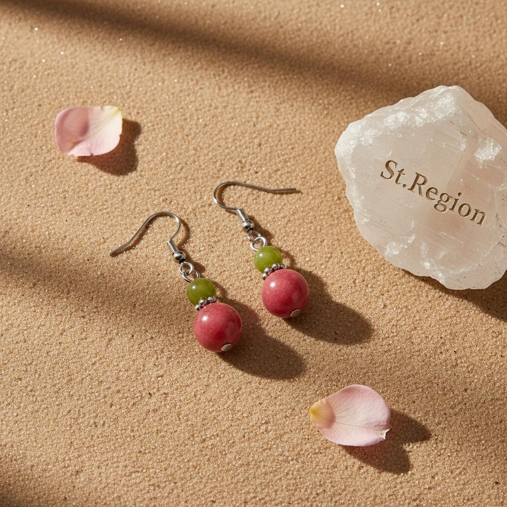 Orange and Red Jade Silvertone ‌Gourd-Shape Hook Earrings, silver drop earrings for women, everyday style, detail close-up
