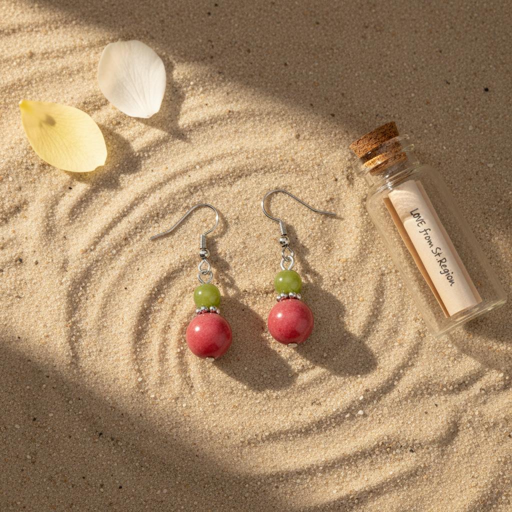 Orange and Red Jade Silvertone ‌Gourd-Shape Hook Earrings, silver drop earrings for women, everyday style, lifestyle look