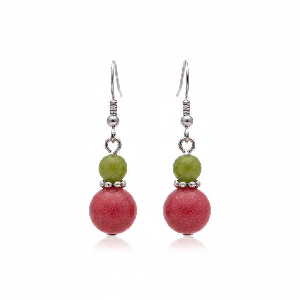 Orange & Red Jade Silvertone ‌Gourd‌-Shape Hook Earrings - Street Region