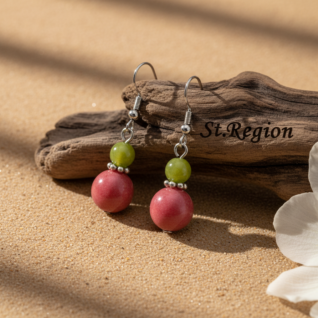 Orange & Red Jade Silvertone ‌Gourd‌-Shape Hook Earrings - Street Region