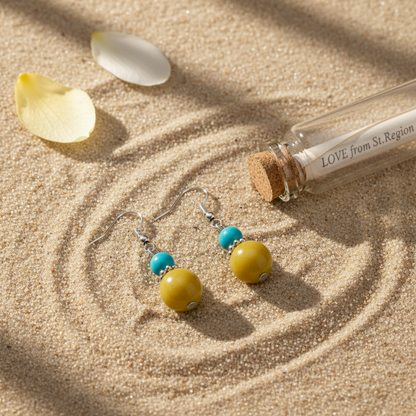 Blue & Yellow Jade Silvertone ‌Gourd‌-Shape Hook Earrings - Street Region