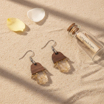 Clear Resin and Wood Silvertone Patchwork Hamsa Hook Earrings, silver drop earrings for women, lifestyle look