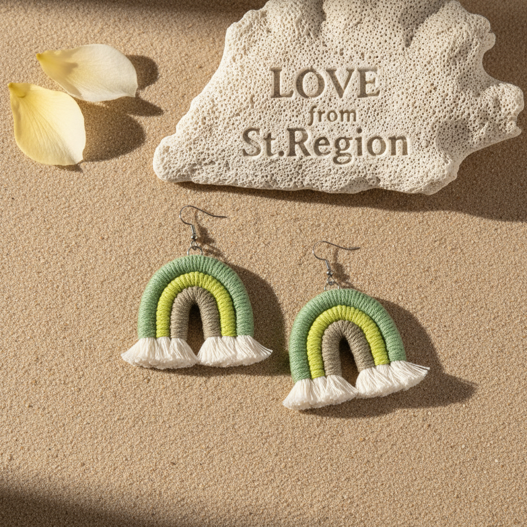 Green Multi-Colored Yarn & Silvertone Rainbow Tassel Hook Earrings - Street Region