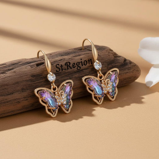 gold tone floral drop earrings St.Region