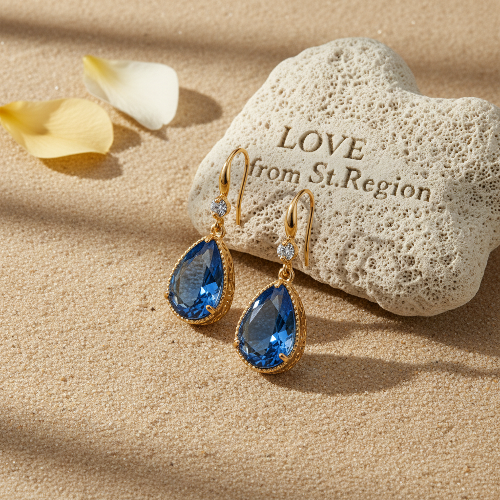 Blue Crystal & Cubic Zirconia Goldtone Teardrop Hook Earrings - Street Region