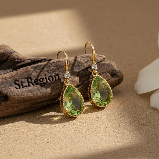 gold tone floral drop earrings St.Region