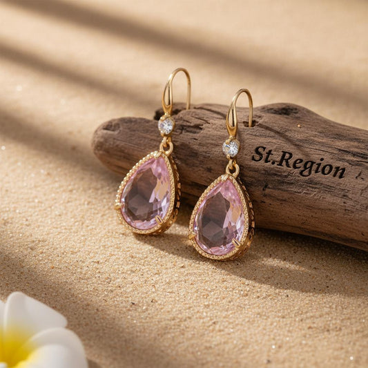 pink acrylic drop earrings for women St.Region