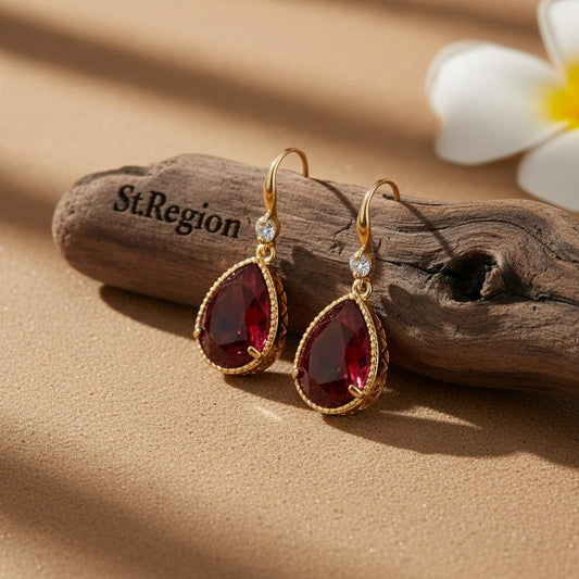 gold tone floral drop earrings St.Region