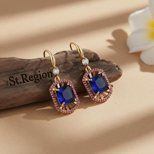 gold tone floral drop earrings St.Region