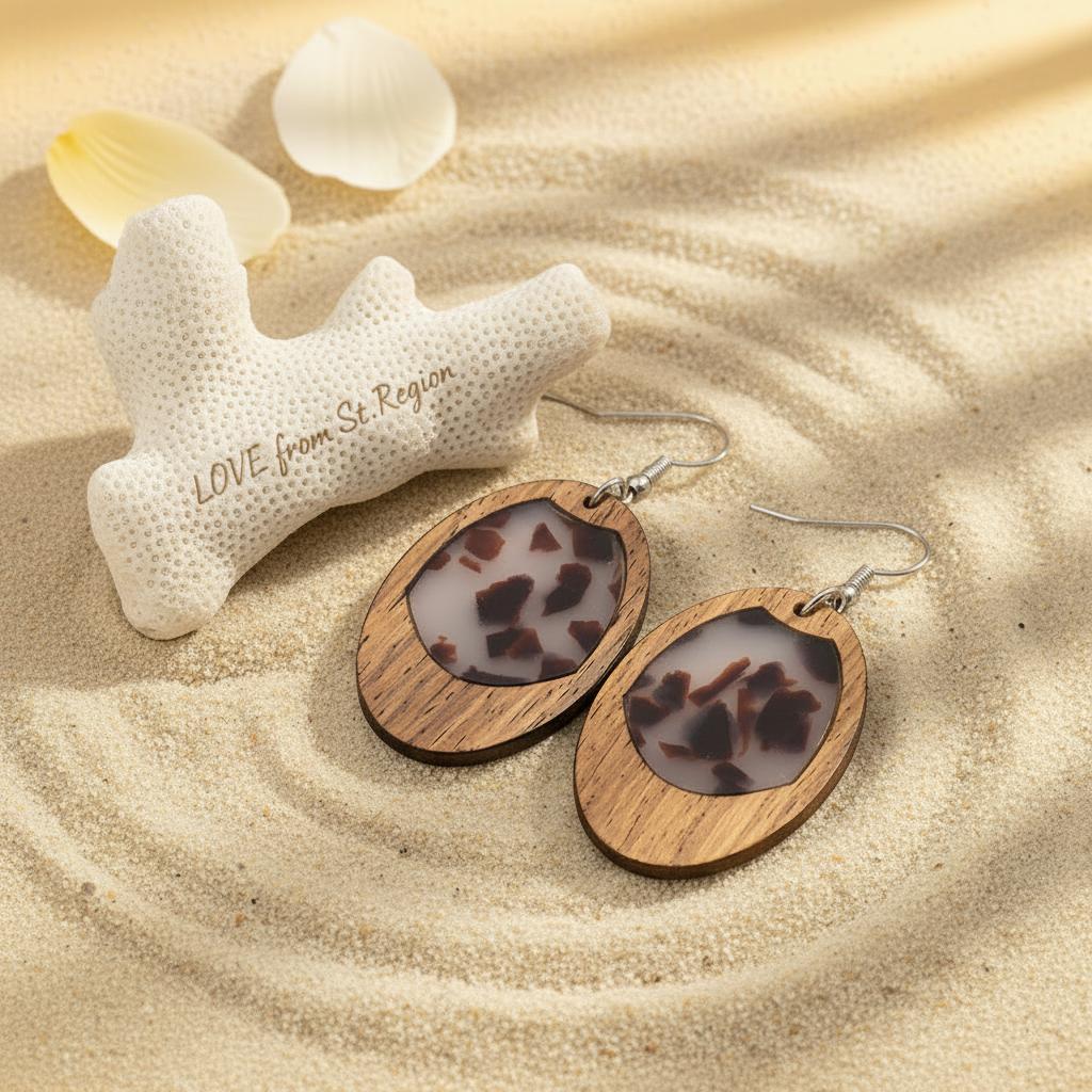 Brown Resin and Wood Silvertone Leopard Print Oval Hook Earrings, silver drop earrings for women, lifestyle look