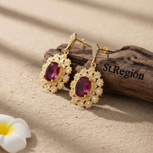 Rose Crystal & Cubic Zirconia Goldtone Oval-Cut Flower Dangle Earrings