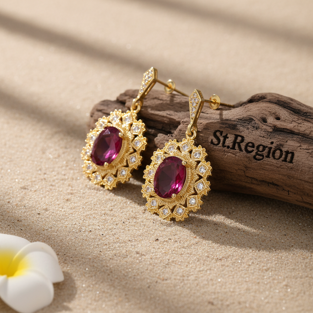 Rose Crystal & Cubic Zirconia Goldtone Oval-Cut Flower Dangle Earrings - Street Region