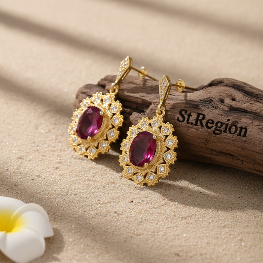 Rose Crystal & Cubic Zirconia Goldtone Oval-Cut Flower Dangle Earrings - Street Region