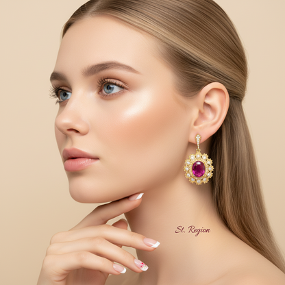 Rose Crystal & Cubic Zirconia Goldtone Oval-Cut Flower Dangle Earrings - Street Region