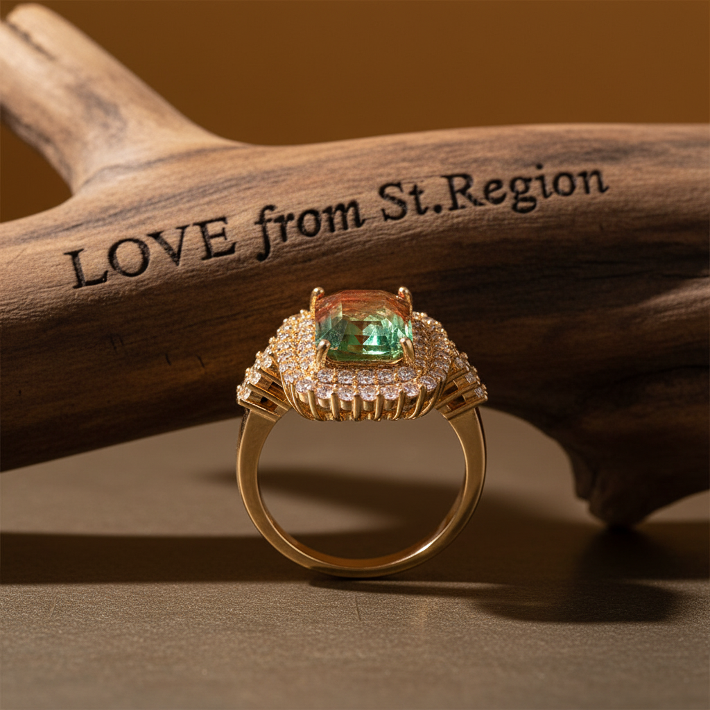 Red & Green Crystal Cubic Zirconia Layered Halo Ring - Street Region