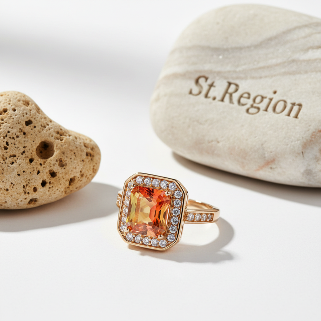Red Yellow Crystal & Cubic Zirconia Halo Ring - Street Region
