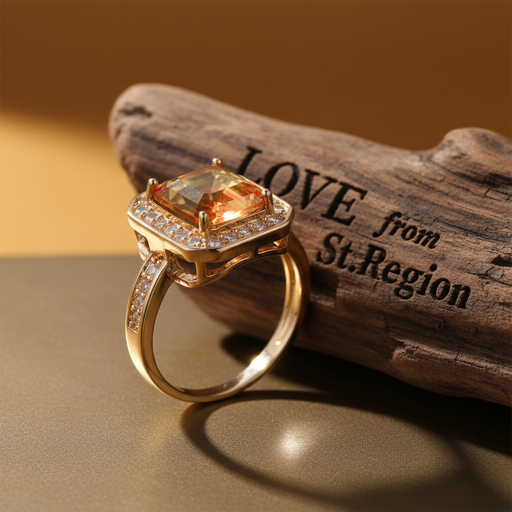Red Yellow Crystal & Cubic Zirconia Halo Ring - Street Region