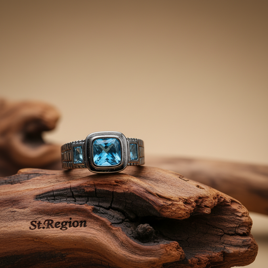 Sea Blue Crystal Square Ring - Street Region