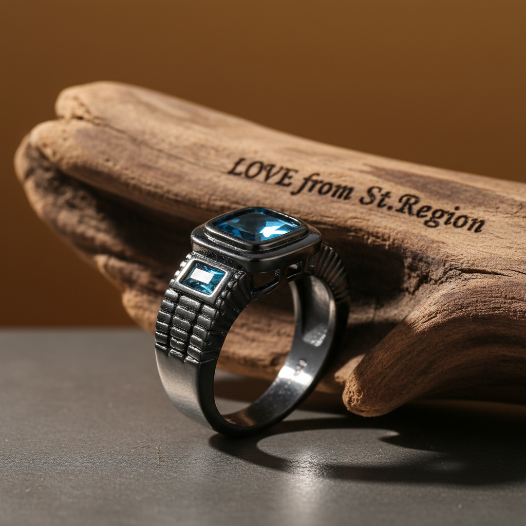 Sea Blue Crystal Square Ring - Street Region