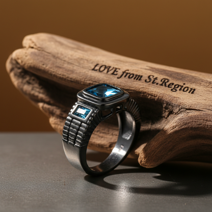 Sea Blue Crystal Square Ring - Street Region
