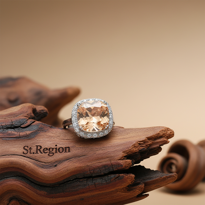 Champagne Crystal & Cubic Zirconia Halo Cushion-Cut Ring - Street Region