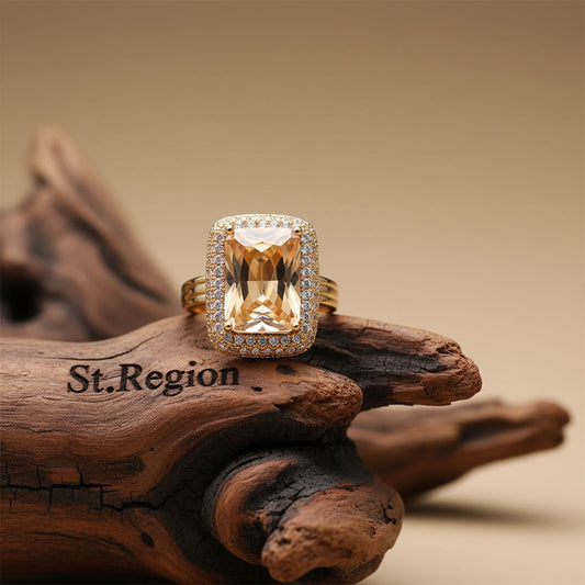 Champagne Crystal & Cubic Zirconia Radiant-Cut Ring
