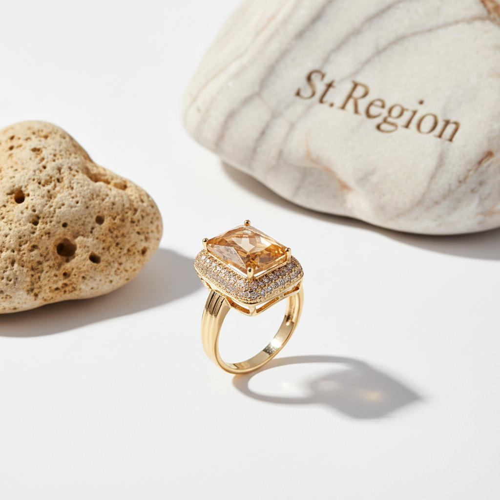 Champagne Crystal & Cubic Zirconia Radiant-Cut Ring - Street Region